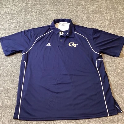 Russell Georgia Tech Chaquetas Amarillas Azul Marino Polo Manga Corta Dorado Logo XXL Foto 1 de 4