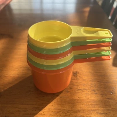 Vintage Tupperware Orange Yellow Green Measuring Cups - Set of 6 Kitchen EUC - Image 1 of 3