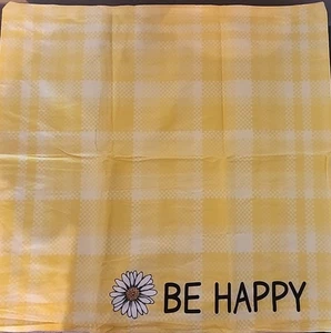 18" x 18" Decorative Pillow Case "Be Happy" Yellow NEW - Picture 1 of 2
