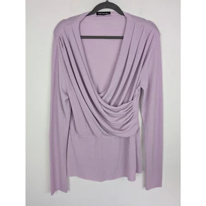 Something Navy Sweater Draped Faux Wrap Lavender Soft Fall Spring Purple Size L - Picture 1 of 10
