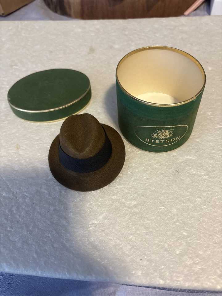 罕见微型 Stetson 销售员帽盒带毛毡帽 — 第 1/4 张图片