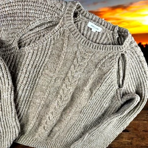 Suéter Pullover Stitch & Pine Mujer Pequeño Tejido con Cable Manga Abierta Beige - Imagen 1 de 9