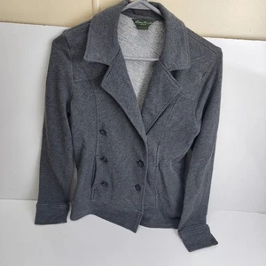 Eddie Bauer Cotton Gray 3 Button Collared Peacoat Women's Size XS - Picture 1 of 4