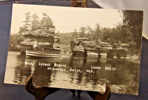 Foto postal real de la región de las Islas Rocosas, Lower Dells, WISCONSIN DELLLS, Wisconsin - Imagen 1 de 2