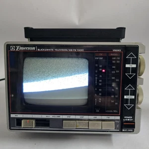 Vintage 1986 Emerson VR61KS Black White TV AM FM Radio Under Cabinet Portable - Picture 1 of 9