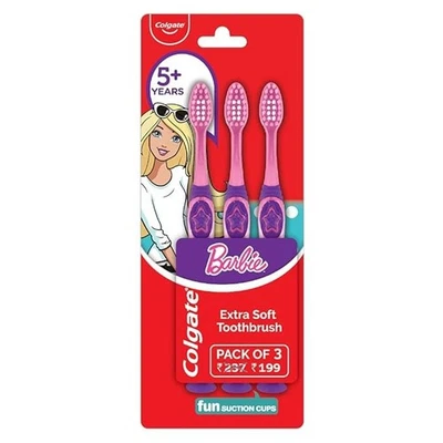 Cepillo de dientes Barbie Colgate Kids, extra suave con limpiador de lengua (paquete de 3) Foto 1 de 4