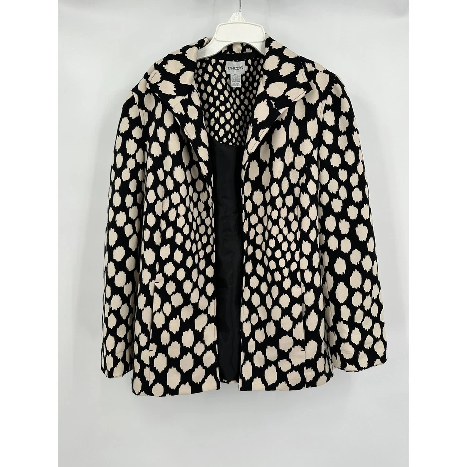 Chaqueta para mujer Chicos talla 3 US XL negra blanca lunares estampado gráfico declaración  Foto 1 de 4