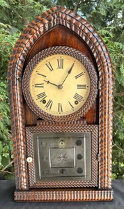 Antiguo Reloj Manto Colmena Frontal Ondulado Marrón J.C. Años 1860 - Ver Video - RAREZA - Imagen 1 de 11