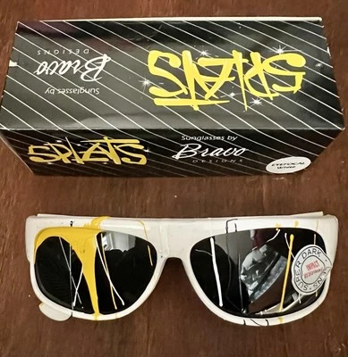 Vintage 90s Compton CA Skateboard Splats Sunglasses Eyefocal White - Image 1 of 2