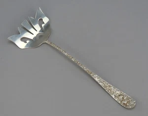 Rare Stieff Rose Sterling Silver Long Bacon Serving Fork M Mono 8 1/4 inches - Picture 1 of 8