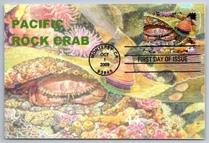 #4423h Kelp Forest Rock Crab and Jeweled Top Snail FDC Maxi Card - Picture 1 of 2
