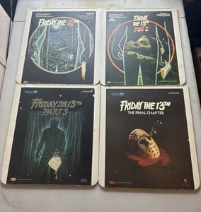 Lot Of 4 Friday The 13th 1-4 CED Seletavision Movie Discs Horror Slasher 80s - Picture 1 of 2