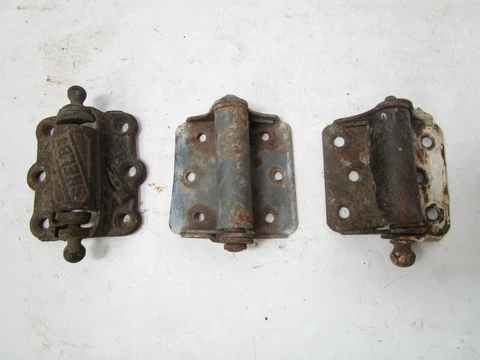 Lot of 3 Antique Vintage Spring Loaded Screen Door Hinges Primitive Rustic Farm Cover