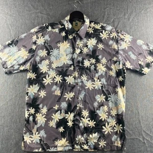 Kahala Shirt Mens Large Gray Button Up Short Sleeve Floral Palms Aloha Hawaiian - Picture 1 of 12