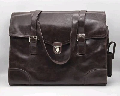 Worthington Bolso Mensajero Grande Marrón Vinilo Bolso 16”x 12” Correas para el Hombro De Colección Foto 1 de 4