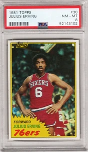 1981 Topps JULIUS ERVING #30 PSA 8 ! NM-MT ! Philadelphia 76ers DR J - Picture 1 of 2