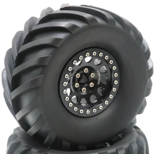 2x RC 2.2 Tires 130mm & 2.2 Beadlock Wheels Rims For RC Crawler Truck Capra TRX4 - Picture 1 of 34