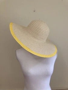 Neu ohne Etikett Markenlos Fedora Hut beige mit gelbem Besatz 100 % Einheitsgröße Beachy Resort - Bild 1 von 7