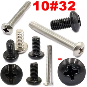 10#32 Phillips Pan Head Machine Screws Carbon Steel Round Head Bolts Black Zinc - Picture 1 of 13