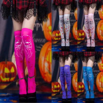 Printed Socks Thigh High Socks Long Stockings Halloween Socks Hosiery Stretchy @ - Image 1 of 4