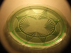 Art Deco Glass Tray Green Floral Design  Platter Desk Tidy Vanity Stand 1930's - Picture 1 of 9