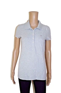 TOMMY HILFIGER sz S POLO TOP T-SHIRT TUNIC SHORT SLEEVE SUMMER TEE FORMAL GRAY - Picture 1 of 6