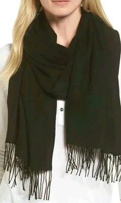 BUFANDA NORDSTROM TEJIDO PESO LANA Y CACHEMIR NEGRA $99 Foto 1 de 4