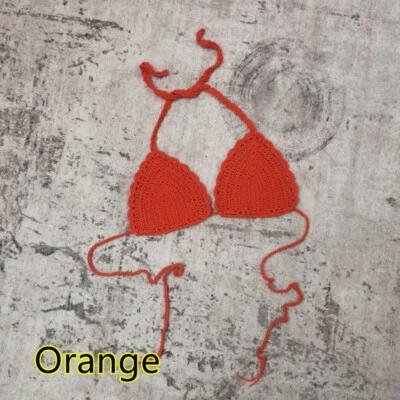 Top de bikini de ganchillo artesanal para mujer traje de baño de playa halter triángulo top Foto 1 de 4