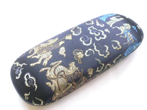 Oriental Design Hard Shell Silk Eyeglasses Case....Black...one of a kind - Picture 1 of 1