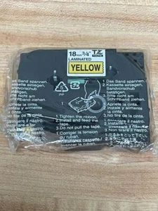 LABEL MAKER TAPE TZ TAPE TZ-641 18mm 3/4" TAPE LAMINATED YELLOW BLACK INK   #3 - Picture 1 of 1