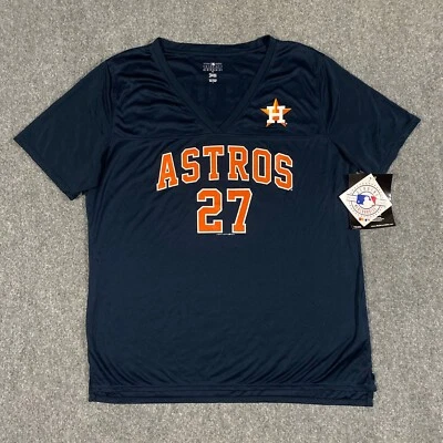 Houston Astros Jose Altuve Jersey V-Neck Shirt Womens Large Blue 27 MLB Baseball - Image 1 of 4