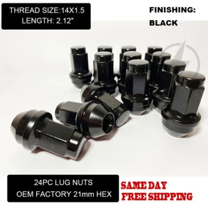 FIT FORD F-150 2015-2020 OEM REPLACEMNT SOLID LUG NUTS 14X1.5 THREAD BLACK 24PC - Picture 1 of 9