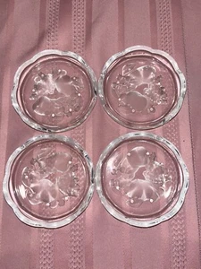 4 VINTAGE Val St. Lambert Crystal 'Brussels' Intaglio 3.5" Wine Coasters - Picture 1 of 3