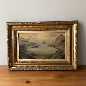 Small Original Oil Painting On Board Boat Scene Framed - Picture 1 of 21