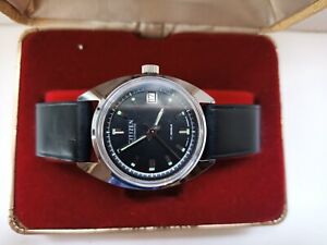 Vintage Citizen Automatic Parawater Black Watch 17 Jewels New Old Stock 70's