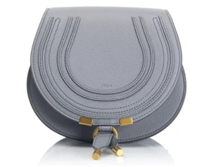 NEW W TAGS & PAPERS Chloe Marcie Small LeatherSaddle Bag in Storm Blue Crossbody - Picture 1 of 5