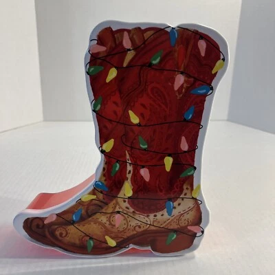 Tarjeta de recetas contenedor de almacenamiento de galletas con forma de bota de vaquero de vacaciones The Pioneer Woman Foto 1 de 3