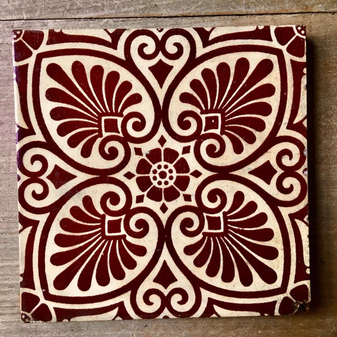 Antique Reclaimed 1890s Minton China Works Tile Stoke-on-Trent Aesthetic 6” X 6” Cover