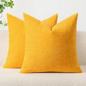 MIULEE 2er Pack Weiche Gans Gelb Chenille Couch Überwurf Kissenbezüge 20"x 20" - Bild 1 von 4