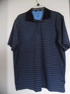 Men’s  Black Striped Polo / Golf Shirt   Size L  (42-44)  by George - Picture 1 of 3