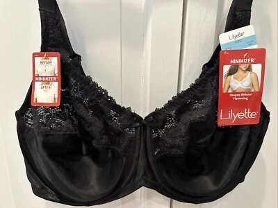 Sujetador minimizador Lilyette con encaje 0428, 42C negro Foto 1 de 4
