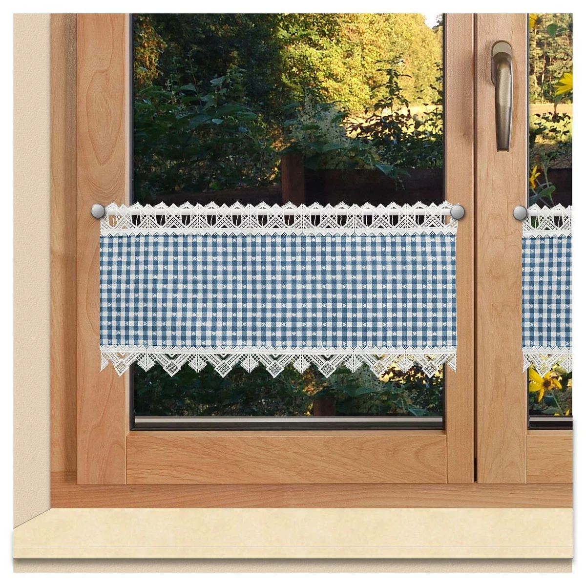 Landhaus Vorhänge Mit Karo-Muster – 80x120 Cm, Blickdicht, 2 Stück Inkl. Raffhalter, Blau