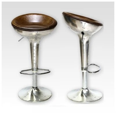 2er Set Leder Vintage Barhocker Drehbar Höhenverstellbar Industrie Design Hocker - Bild 1 von 3