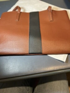 NEU Vince Camuto Leder Tasche braun schwarz Handtasche Tasche groß Luxus mit Staubbeutel - Bild 1 von 4