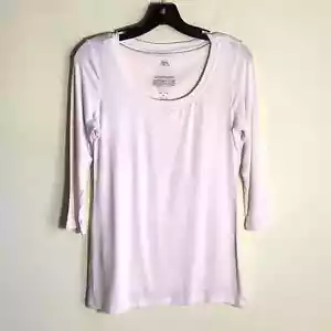 Miracle body White 3/4 sleeve scoop neck Bodyshaper stretch knit top sz: M - Picture 1 of 11