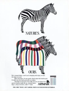 1990 Artmark Fabrics: Natures Ours Zebras Vintage Print Ad - Picture 1 of 1