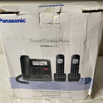 New Panasonic KX-TGB852B Expandable Corded Cordless Phone Answering Machine - Image 1 of 4