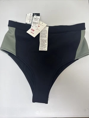 Roxy Pro Performance Swim Bottom Black & Gray High Waist NWT Size M Retail $60 - Image 1 of 3