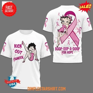 Camiseta Betty Boop Kick Out Cancer 3D Talla Completa S-5XL - Imagen 1 de 4