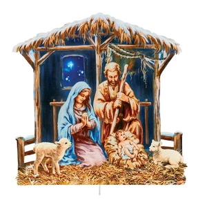 Realistic Nativity Manger Scene Garden Stake - Picture 1 of 2